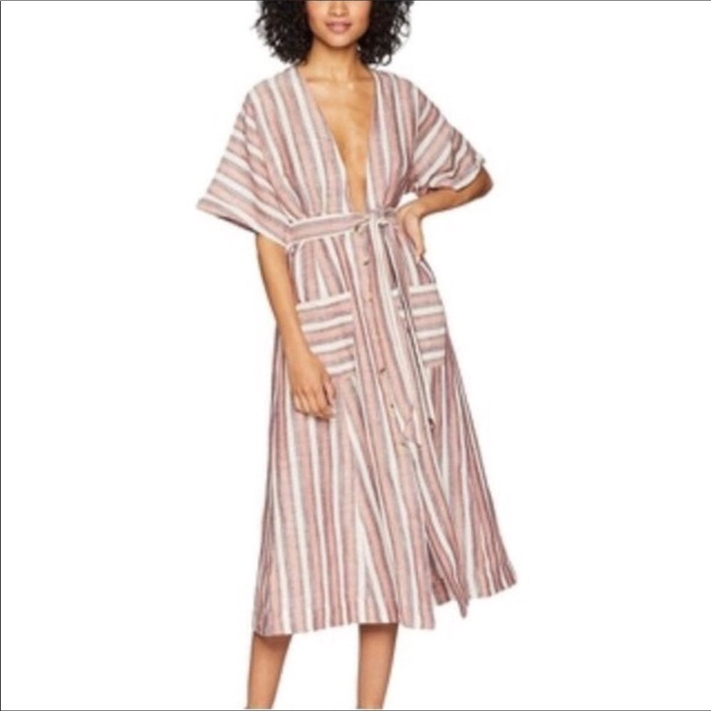 Free People Linen Midi dress with Buttons